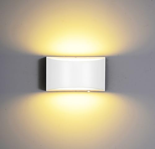 yovurond Wandlampe LED, Weiß Aluminum Modern LED Wandleuchte Innen Licht Up Down Wandlicht für Badezimmer, Wohnzimmer, Schlafzimmer, Flur (Weiß, Warmweiß Dimmbare)