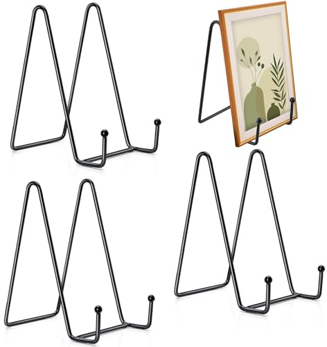 FLZONHUT Espositore Di Ferro da 6 Pollici,3 Pezzi Supporti di Ferro,Supporto per Quadri da Esporre,Cavalletto in Metallo per Foto,Quadri,Piatti Decorativi e Opere d'arte da Tavolo (Nero)