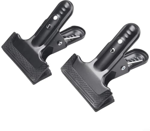 Desiumite Spring Clamp Clips 2 Pack, Wide-Mouth Metal Clamps with Rubber Pads for Anti-Slip Grip, Heavy Duty Steel Construction for Photography Background Stands, Woodwor