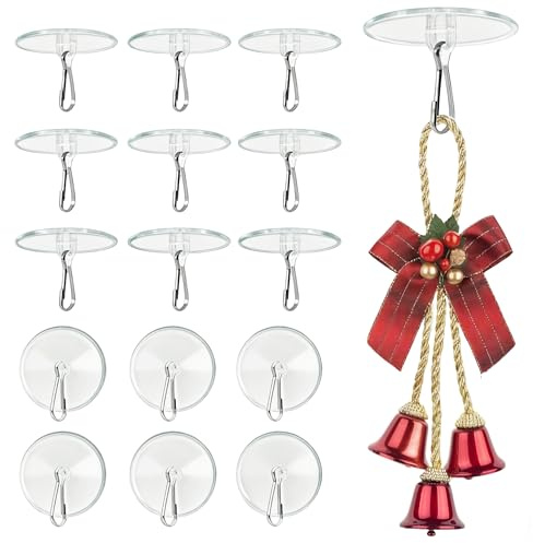 YUESIKJ 100 Stück Transparente Selbstklebende Deckenhaken, Klebehaken Decke mit Fahnenmast-Clips, Deckenhaken Selbstklebend, Haken ohne Bohren, Unsichtbare Klebehaken, für Decke, Wand, Karneval