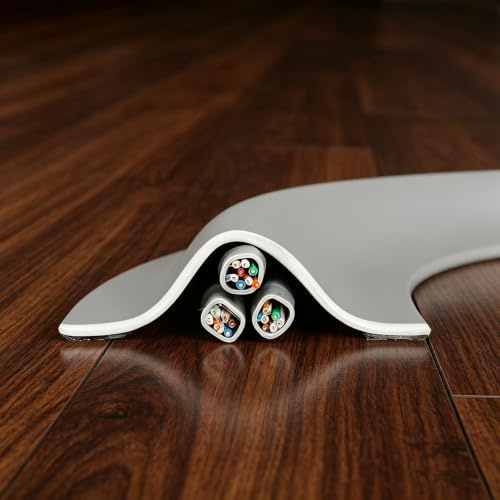 Flexible Cord Hider,Self-Adhesive Cable Management Cord Covers Protector for Wires on Wall Floor Homes Offices Garages,Grey 3M