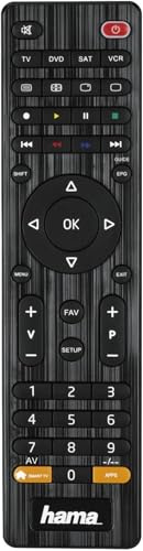 HAMA | Mando a Distancia Universal 4 en 1, (Control Remoto Universal, para Controlar hasta 4 Dispositivos, Compatible con Múltiples Modelos) Color Negro (Paquete de 5)