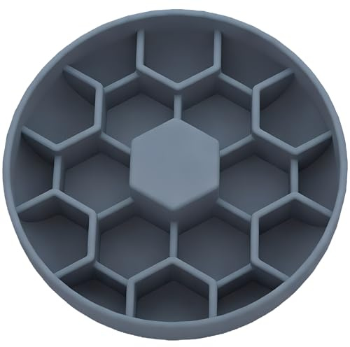 Piccola ciotola rotonda per arricchimento a nido d'ape, in silicone grigio e blu, per cani e gatti di piccola taglia, cibo per animali domestici, supporta la digestione, 15 cm, diametro 15 cm