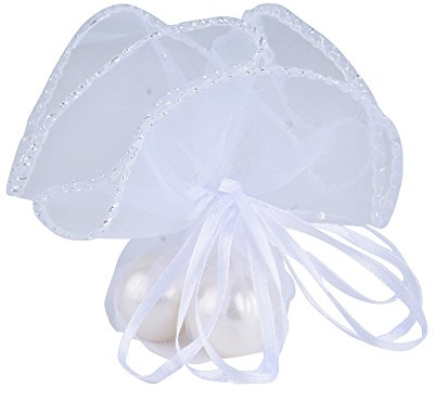 AONER Durchmesser 26 cm, 100 Stück Tüllschleier, rund, Kristall, für Süßigkeiten, weiß