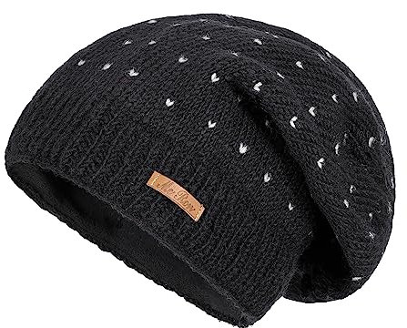 alpengoa McRon Damen Gefütterte Beanie Wintermütze Modell Lizzy Schwarz 8398