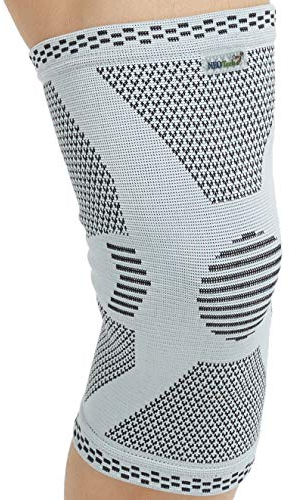 NEOtech Care Genouillère protège-genou en fibre de bambou - Élastique, respirante (Couleur grise, Taille XL, 1 Unité)