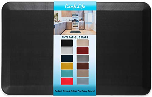ComfiLife Anti Fatigue Floor Mat – 3/4 Inch Thick Kitchen Mats for Floor, Standing Desk Mat, Kitchen Rug – Comfort at Home, Office – Durable – Stain Resistant – Non-Slip Bottom (20 x 32, Black)