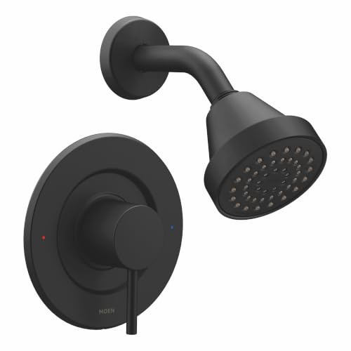 Moen Align Matte Black Posi-Temp Pressure Balancing Modern Shower Trim Kit, Valve Required, T2192BL