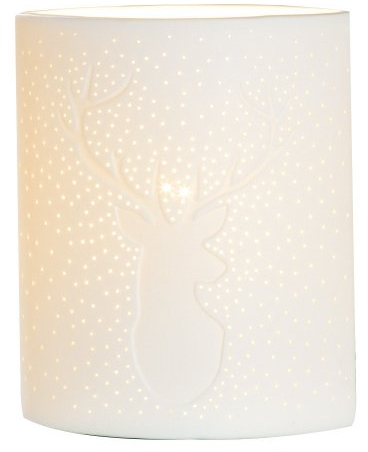 GILDE Porzellan Lampe Hirsch in Ellipsenform