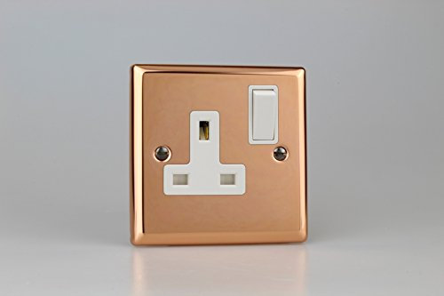 Varilight 1-Gang 13A Double Pole Switched Socket Polished Copper