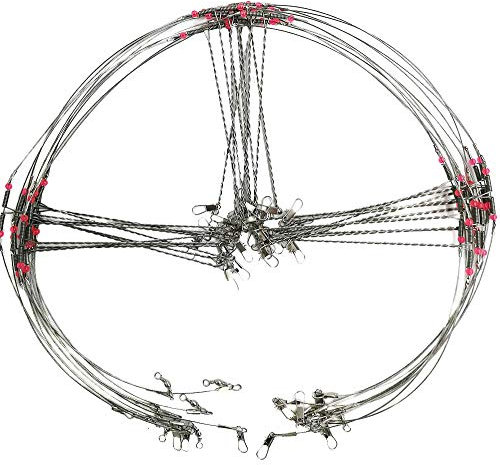 Fishing Wire Leaders for Bottom Rigs: 10pcs Saltwater Hi-Low Rig Leaders with Swivels Snap for Trolling Pier Surf Fishing Tackle - 3 Arm(Length 4.72in)