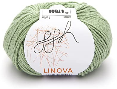 ggh Linova | Baumwolle mit Leinen Mischung | 50g Wolle zum Stricken oder Häkeln | Farbe 046 - Lindgrün