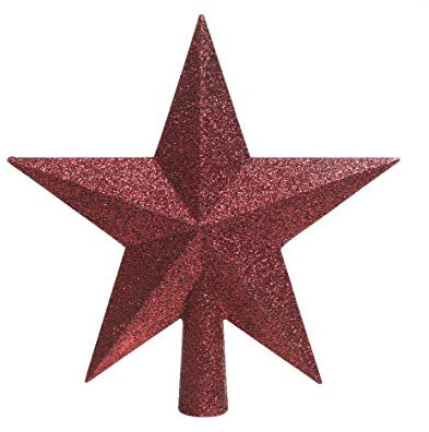 Christbaumspitze Stern Kunststoff Glitzer 19cm Weihnachtsspitze Tannenbaumspitze weinrot Bordeaux