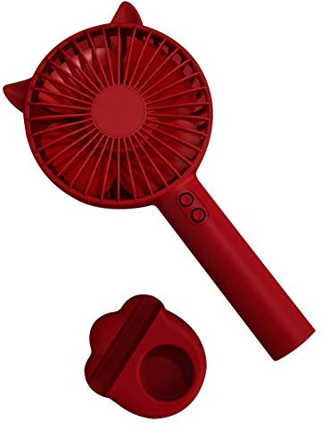 JAWSEU Portable Handheld Fan, Mini Rechargeable Fan USB Electric Fan, 2 Wind Speed, Personal Desk Fan with Base, Hand Held Fan for Home Office Outdoor Travel, Red