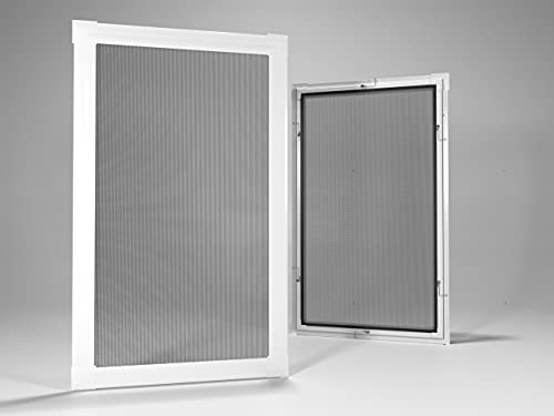 Home-Vision® Insektenschutz Fliegengitter Fenster Alu Rahmen Mückengitter Fliegenschutz in Weiß Braun oder Dunkelblau als Selbstbausatz (Weiß, B60cm x H80cm) insektenschutz fenster mit rahmen