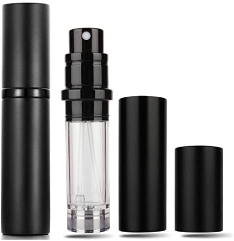 Travelofo Mini Perfume Atomiser Spray Bottle, 5ml Portable Refillable Dispenser for Man and Woman (Black)