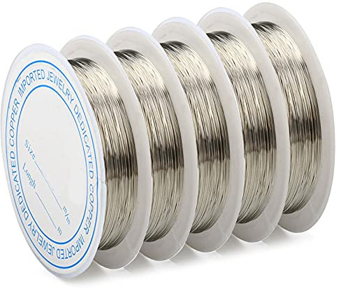Tomodoks Kupferdraht, Schmuckdraht, Schmuckdraht, Basteldraht, Schmuckdraht, versilberter Kupferdraht, 0,3 mm x 15 m, 5 Stück