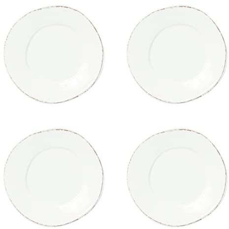 Vietri Italian Lastra Collection - Set di 4 piatti da insalata, colore: Bianco
