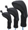 Trendbox Golf Head Cover, 3pc Set Golf Wood Club Headcovers with Interchangeable No. Tag Novelty Durable Protective Case Fit Woods Clubs, Black