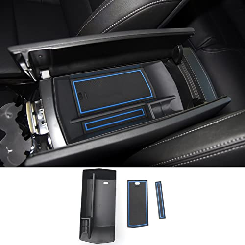 CDEFG Mittelkonsole Armlehne Aufbewahrungsbox Kompatibel mit Peugeot 308 SW/Opel Astra L/Citroen C5 X 2021-2023 2024 2025 Armlehnen Organizer Handschuhfach Auto Center Console Tray Zubehör (Blau)