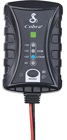 Cobra Battery Charger 2A - 6V/12V Battery Charger & Maintainer with Battery Clamps & Ring Terminals for Cars, SUVs, ATVs & Boats