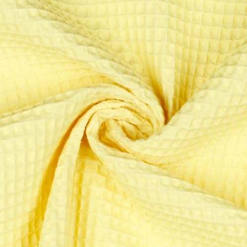 VmG-Store Waffelpique Meterware 40 Farben Waffel Stoff 100% Baumwollstoff Tex Standard 100 (046 Weiches Gelb, 50 x 150cm)