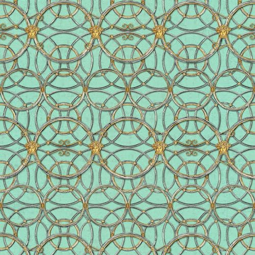 Papier peint baroque Profhome 370497-GU papier peint intissé lisse au style baroque brillant vert or 7,035 m2