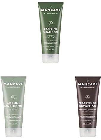 ManCave Shower Set - 200ml Shampoo, conditioner and cedarwood gel