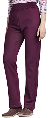 Amber Ladies Thermal Lined Pull On Jersey Trousers – Super Soft Fleece Lined Warm Winter Pants with Stretch Waist – Comfortable Everyday Women’s TrousersSizes 10–39 Aubergine 20 Short