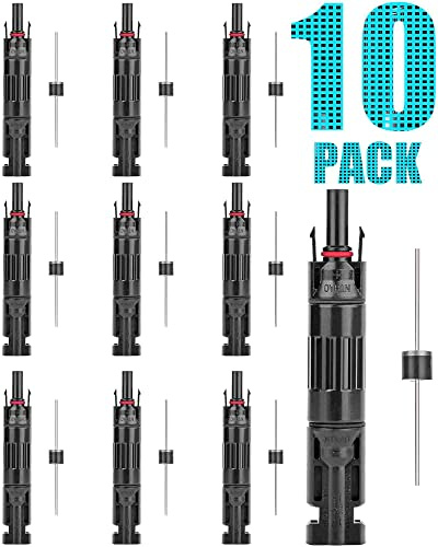 BAITHNA 30A PV-Solarmodul-Stecker, männlich/weiblich | Integrierte Diode, Solardrahtverbinder, Wasserdicht, Anti-Rückfluss, 10 Stück
