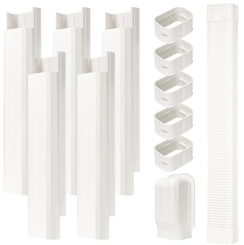 10,2 cm B 2,7 m L Line Set Abdeckungsset für Mini Split Klimaanlagen, dekorative PVC-Schlanke Abdeckung für zentrale AC- und Wärmepumpensysteme, Rohrabdeckung (10,2 cm B 2,4 m L)