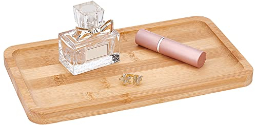 NBEADS Bamboo Serving Tray, 25x14cm Portable Rectangle Wooden Board, Jewelry Display, Vanity Flat Platter for Kitchen, Home, Bathroom, Dining, Snack, Inner Size: 23x12cm