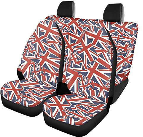 Kuiaobaty 4 pcs Car Seat Covers Accessories, Union Jack Flag Non-slip Car Front Seat Cover, Universal Fit Seat Protective Wrap