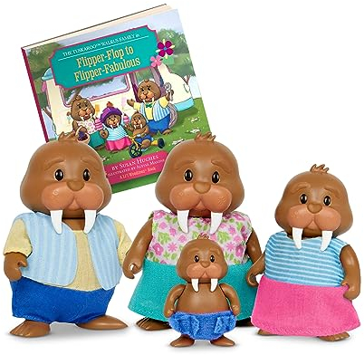 Li'l Woodzeez - Tuskaroo Walross Familie - Li'l Woodzeez - Tierfiguren-Set - Walross Familie - Bewegliche Arme & Outfits - Kinder ab 3 Jahren