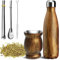 Artcome 5pc Stainless Steel Yerba Mate Cup Set - 8.5oz Double-Wall Cup, 17oz Thermos, 2 Bombillas, 1 Brush, Easy to Clean, Solid and Durable