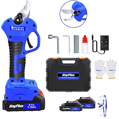 Elektrische Gartenschere, 25mm Schneiddurchmesser, Akku Astschere mit 21V 2 x 1.5Ah Akku, Akku Elektrische Astschere für Obstgarten, Garten, Schneiden von Ästen
