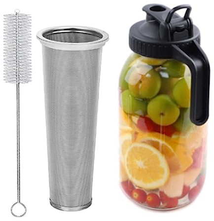 Pitxsgsia Cold Brew Coffee Maker 64Oz Cold Brew - Jarra con filtro súper denso de acero inoxidable para café iced Brew Coffee Iced Coffee, Ice Tea-A