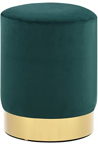 SKM Hocker Dunkelgrün und Golden Samt,2,35 KG,249832,Color: Grün