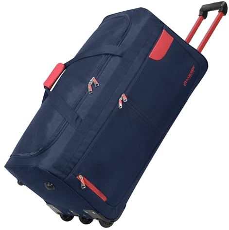 Rocklands® Lightweight Luggage Rolling Holdall Suitcase Wheeled Duffle Bag Cargo Sport Travel Bag RL501 (Navy/Red, XX Large - 40 (H104 x L48 x W45 cm))