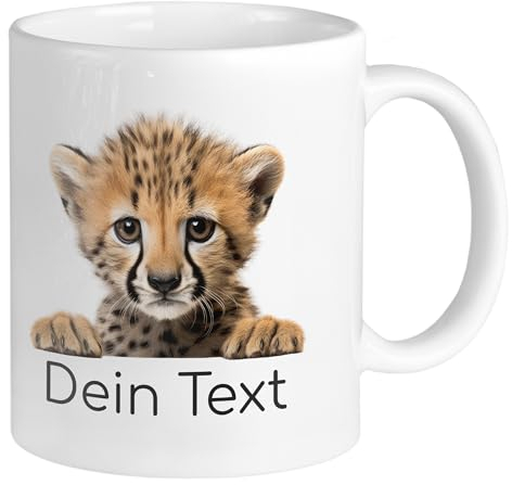 GRAZDesign Taza con nombre personalizado, diseño de leopardo con nombre, regalo para niñas y niños, de cerámica, 330 ml