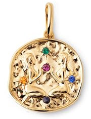 SINGULARU - Charm Organic Colors Zodiaque. Pendentif en laiton avec finition plaqué or 18 kt. Combinable avec collier. Bijoux pour femme. Gémeaux