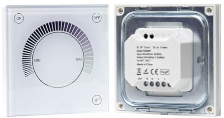 BTF-LIGHTING 2.4Ghz RF Triac AC Touch Dimmschalter für LED ohmsche Last Halogenlampe mit elektronischem Transformator Kompatibel mit RF Fernbedienung Smartphone APP-Steuerung(Nur Triac Dimmer Panel)