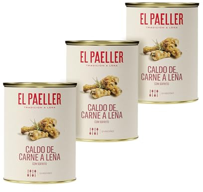 EL PAELLER - Brodo di Pollo | Cotto a Legna con Ingredienti 100% Naturali | Perfetto per Paellas, Risotti e Stufati | Confezione da 3 unità, 3 Litri | Senza Conservanti