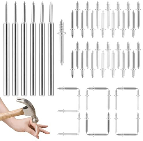 Faankiton 300PZ Clavos de Doble Cabeza sin Costuras, Tornillos de Seguridad Invisibles, Clavos de Cuerno, Clavos Doble Cabeza Acero, Clavos Sin Costuras, Clavos Ocultos Especiales, Clavos para Zócalo