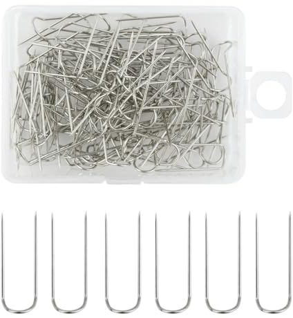 100 Pieces U Shaped Fork Pins for Sewing Double Blocking Pins U-Pins for Jewelry Display Craft DIY Multipurpose Straight Pins for Fabric Quilting Crafts Making Home Decor Needlecrafts Pin U Pin Needle