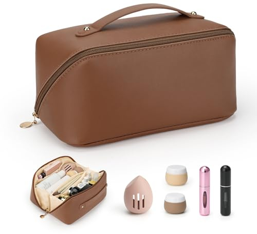 Travel Make up Tasche, Groß Kosmetiktasche/ Toiletry Bag für Damen, Container für Toilettenartikel (Travel Cremedose, Mini Perfume Refillable, Makeup Sponge Holder)