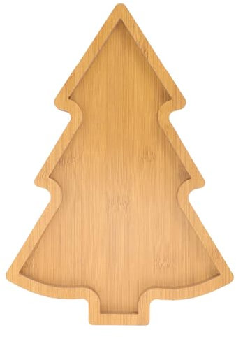 IMIKEYA Weihnachten Serviertablett Holz Weihnachtsbaumform Teller 28x20 cm Snack Tablett Servierplatte für Weihnachte Party Snacks Salate Knabbereien