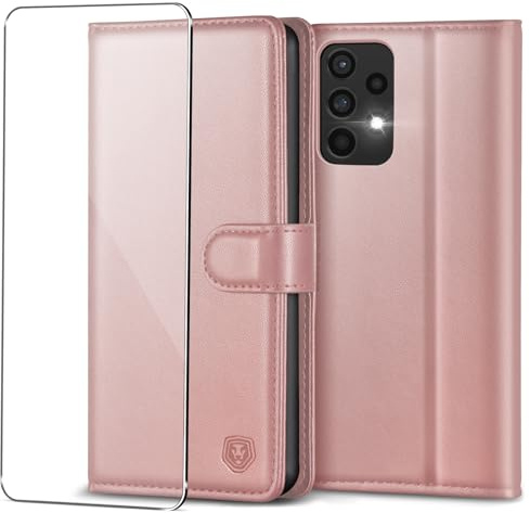 Kuafcase Handyhülle für Samsung Galaxy A52/A52S 4G 5G Hülle Premium Leder Klappbar Flip Case Magnet Kartenfach Standfunktion Klapphülle Schutzhülle für Samsung Galaxy A52S, Rosa