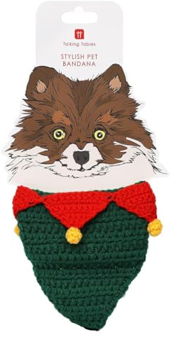 Talking Tables Weihnachtliche Hundehalstücher, Halstücher für Haustiere – Dreieckstücher für Hunde, Katzen und Welpenkostüme, waschbare Accessoires mit Weihnachtsmann-Motiven. Kleidung
