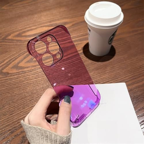 JZFDCLF Custodia per telefono trasparente ultra sottile senza cornice per iPhone 15 14 13 12 Mini 11 Pro Max X XR XS 7 8 Plus SE Custodia rigida per PC sottile, viola, per iPhone 13 Mini